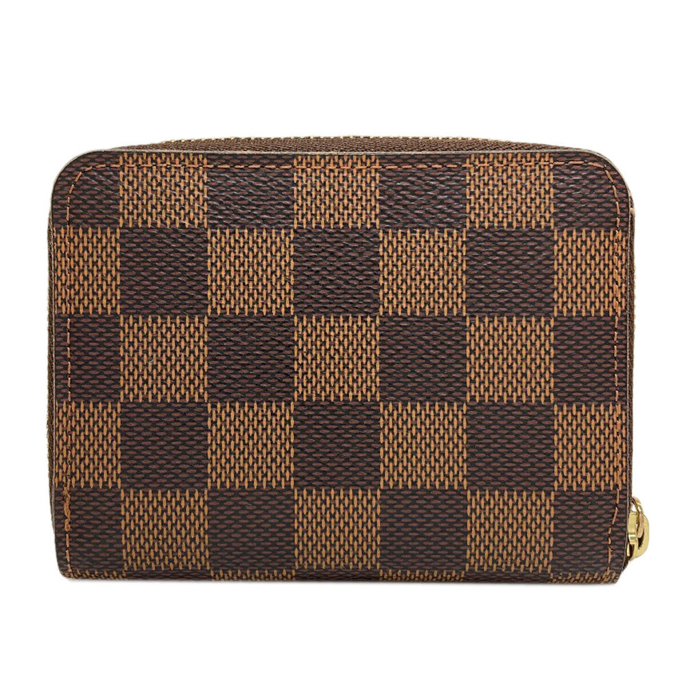 Louis Vuitton Damier Zippy Case Wallet Coin Canvas Brown